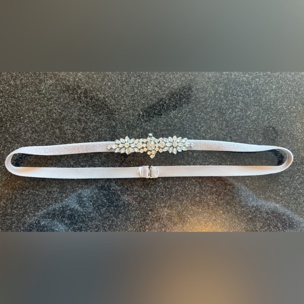 Jenny Yoo Silver Crystal Embellished Belt